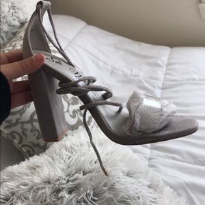 High heels, grey suede, 7.5
